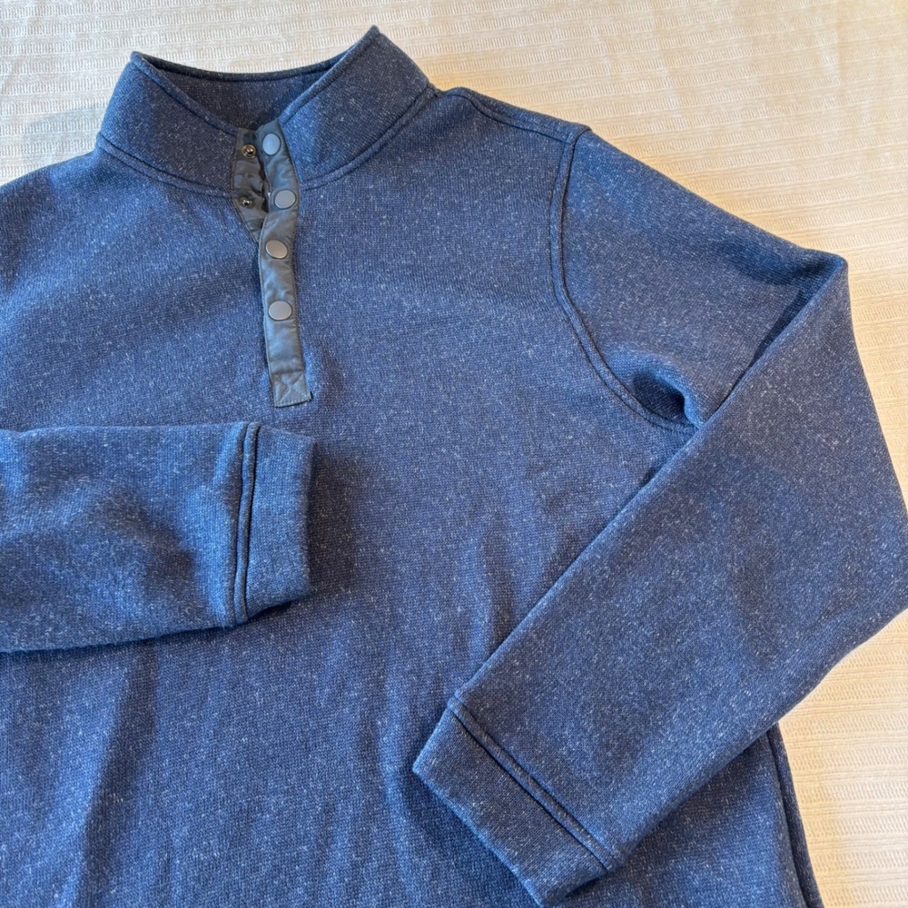 Swannies Golf Mens Large Navy Blue Heathered Snap Mock Neck Pullover Sweater